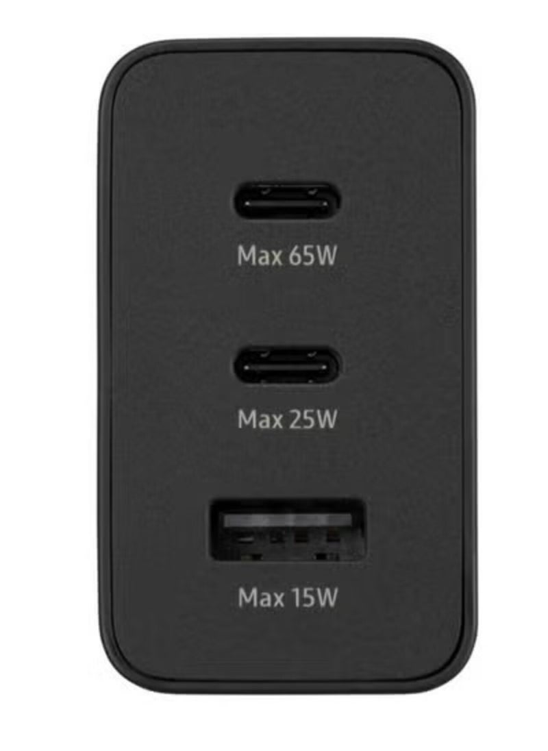 شاحن فائق السرعة 65 وات  بـ3 منافذ GaN  QC 5.0 USB + كابل سريع من النوع سي