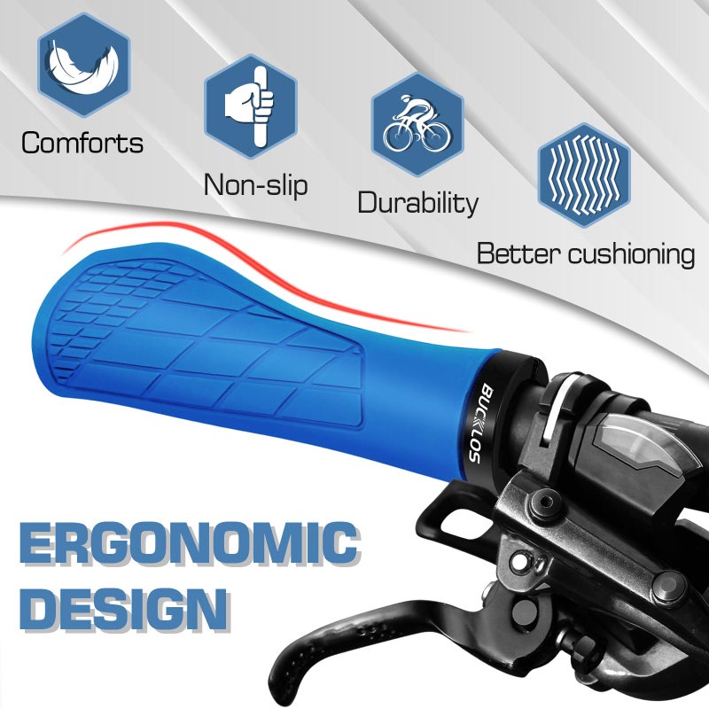 BUCKLOS Single Lock-on Bike Handlebar Grips - Mountain Bike MTB Ergonomic Anti-Slip Handle Grip - Bicycle Comfort Locking Handle Bar for BMX/Cruiser Bike/Scooter (7/8" Black) - Image 3