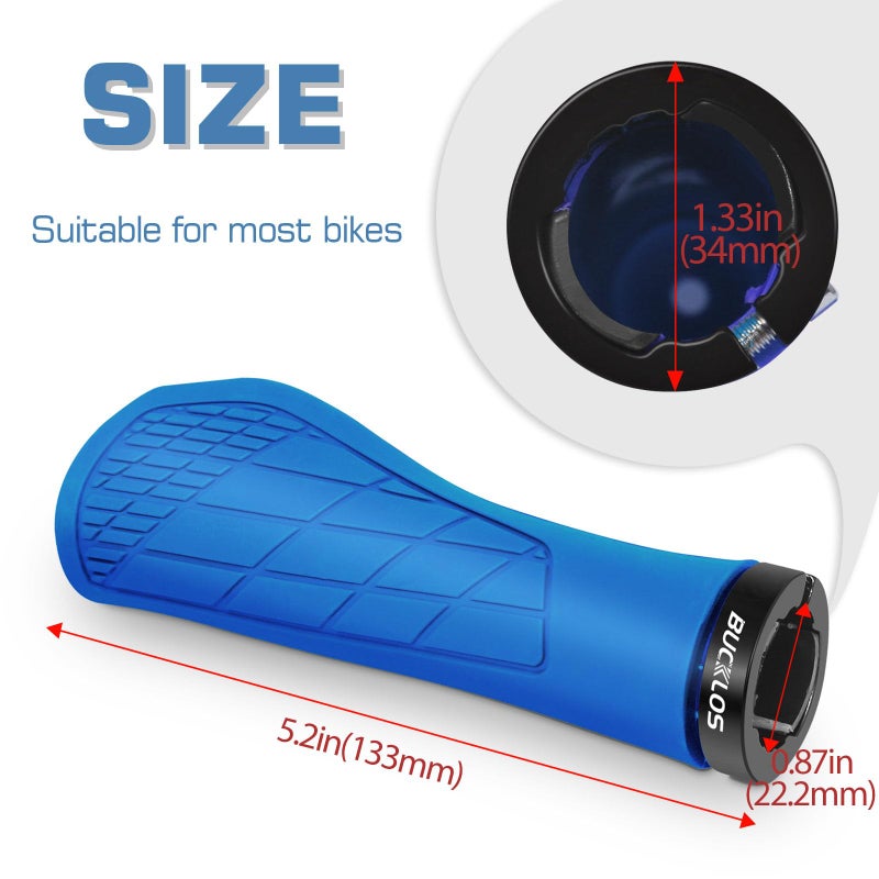 BUCKLOS Single Lock-on Bike Handlebar Grips - Mountain Bike MTB Ergonomic Anti-Slip Handle Grip - Bicycle Comfort Locking Handle Bar for BMX/Cruiser Bike/Scooter (7/8" Black) - Image 4