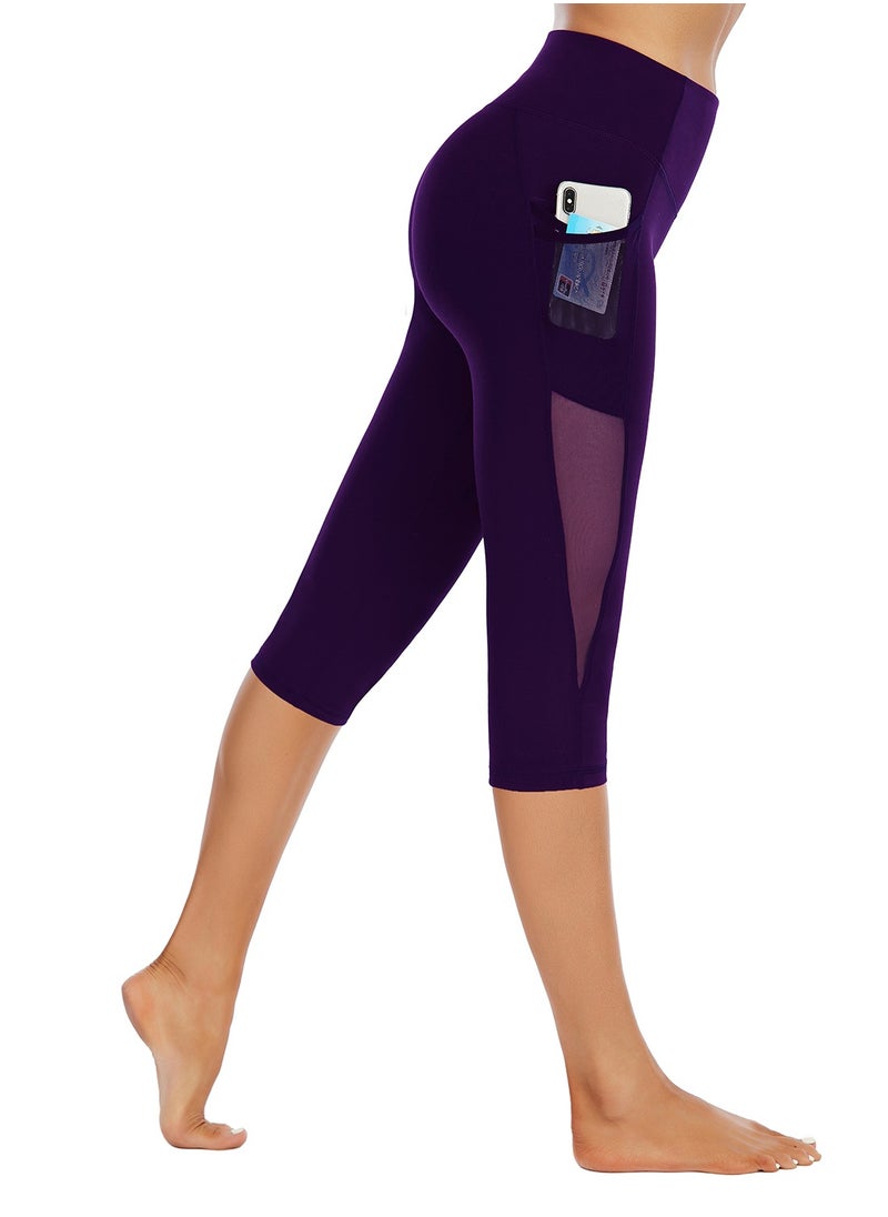 Loquat Dark purple yoga pants lady's high waist buttock thin summer skintight fast dry cropped pants running training sports fitness pants  - Image 3