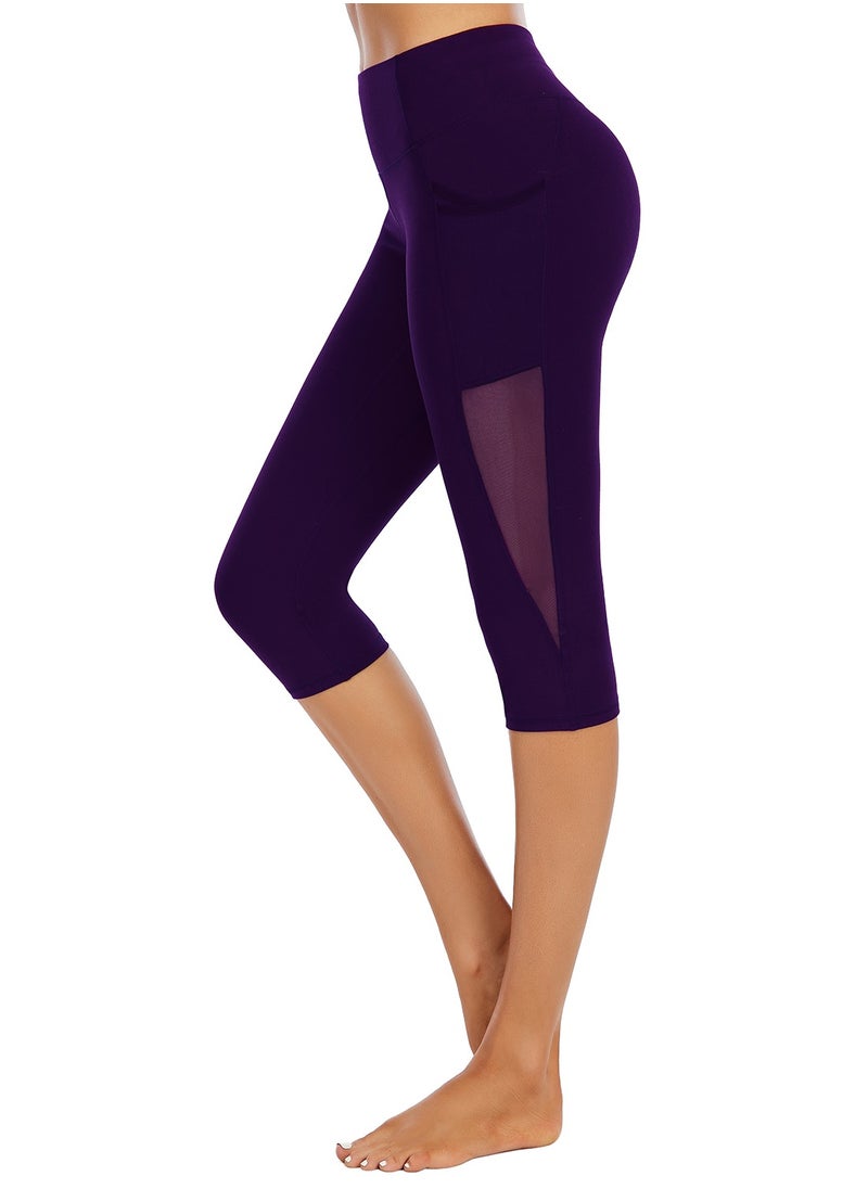 Loquat Dark purple yoga pants lady's high waist buttock thin summer skintight fast dry cropped pants running training sports fitness pants  - Image 2