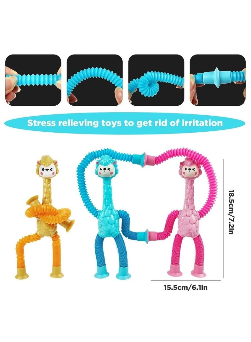 Telescopic Suction Cup Sheep Toys, Sensory Sheep Toy, Suction Cup Toy for Kids, Stuffed Sheep Animals, Fidget Toys for Stress Relief, Funny Educational (3 Pack) - Image 3