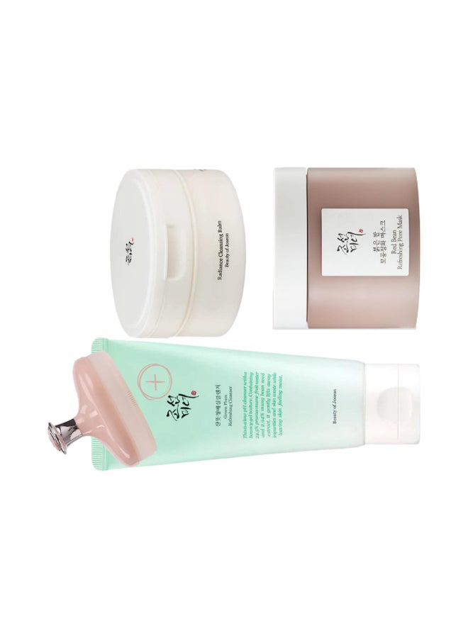 Beauty of Joseon Daily Cleansing Trio For Fresh Skin Cleansing Balm Green Plum Cleansing Foam Red Bean Pore Mask 340ml - Image 1