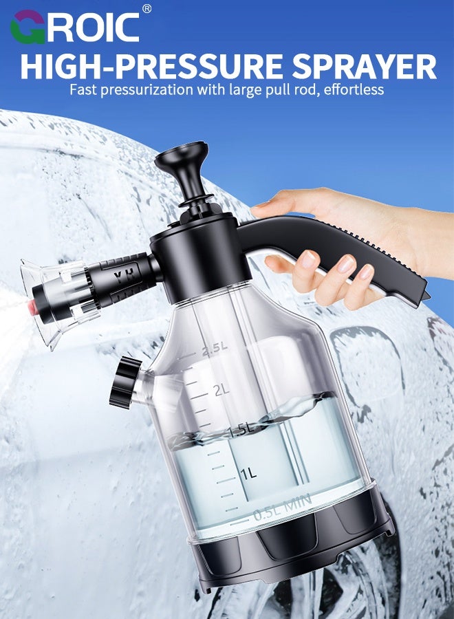 GROIC 3L Heavy Duty Foam Cannon Sprayer - Handheld Explosion-proof Car Wash Sprayer Manual Pressure Pump, Side Opening Garden Sprayer, High Pressure Washer for Car Wash, Plants & Cleaning - Image 2