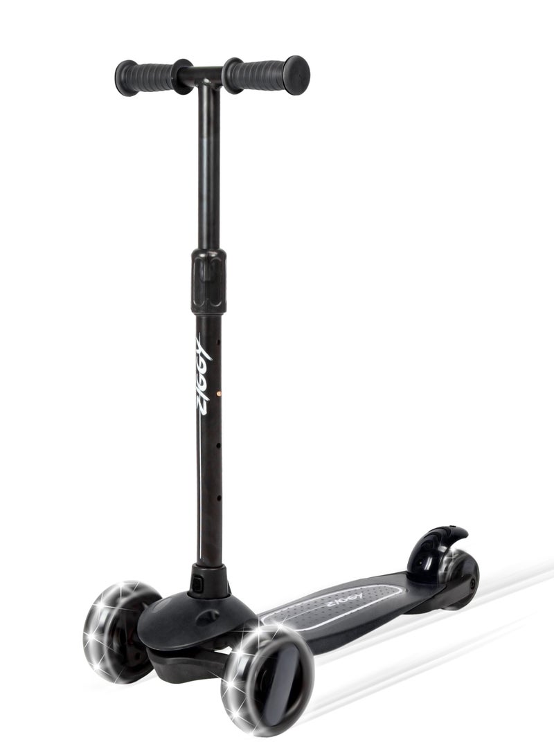 ZIGGY 3-Wheel Tilt Scooter for Kids Ages 210 | Black Kick Scooter with LED Light-Up Wheels, 4-Height Adjustable Handlebar, Lean-to-Steer, ABEC-7 Bearings (ZG-7038) - Image 1