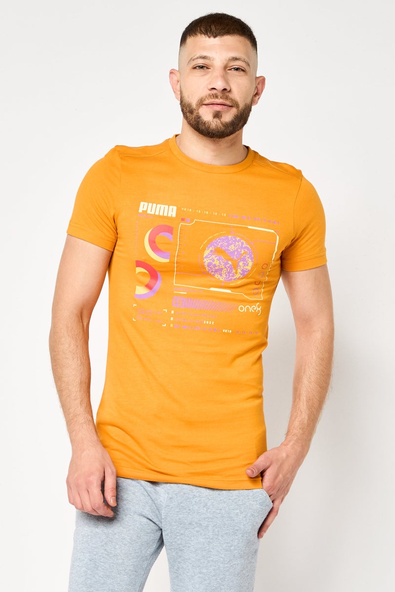 PUMA Men Sportswear Fit Short Sleeves Outdoor T-Shirt, Orange - Image 1