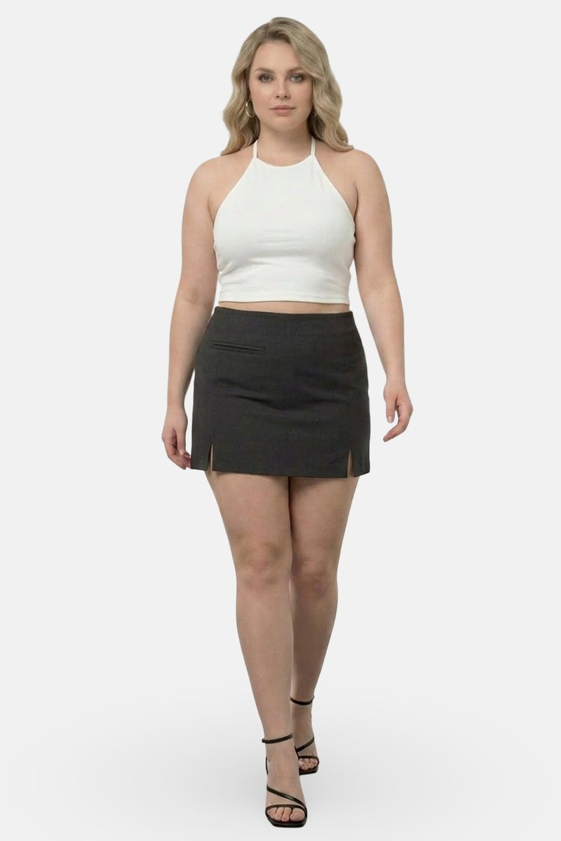 MONKI Women Heather Mini Skirts, Dark Grey - Image 2
