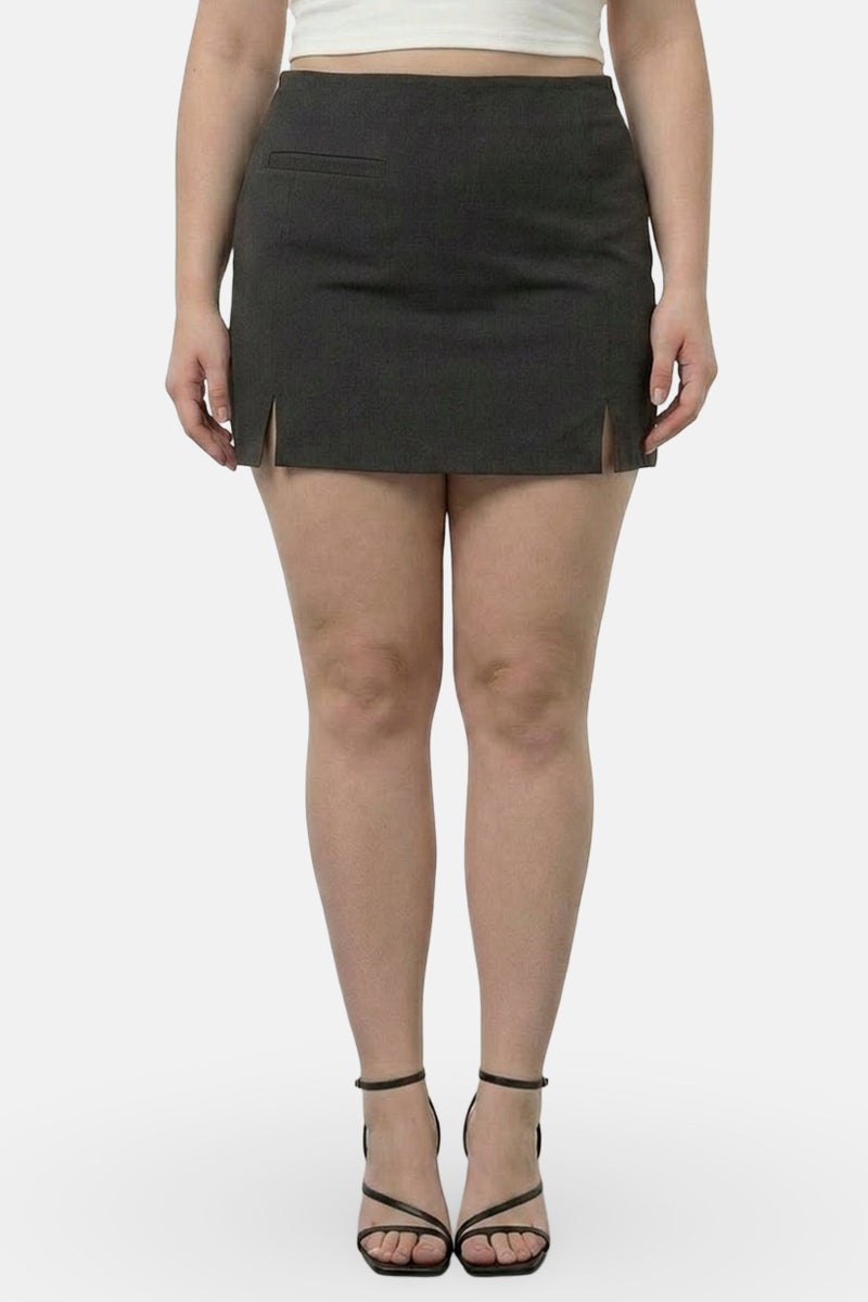 MONKI Women Heather Mini Skirts, Dark Grey - Image 1