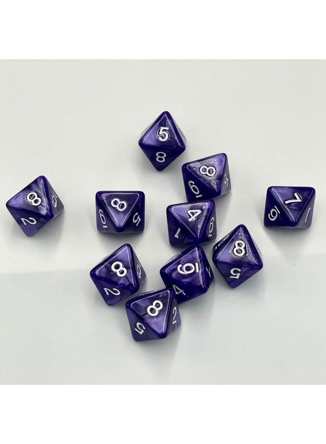 Marsrut 10 Pieces D8 Polyhedral Dice Set - 8 Sided Dice with Numbers | Ideal for Board Games, Classroom Activities, Party Table & Gaming Fun (Color: Purple, Size: 1.6cm/0.63in)  - Image 3