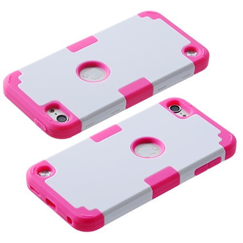 Wisdompro Case for iPod Touch 7, for iPod Touch 6, for iPod Touch 5, 3 in 1 Hybrid Soft Silicone and Hard PC Protective Case Cover for iPod Touch 5th 6th 7th Generation - Hotpink/White - Image 4