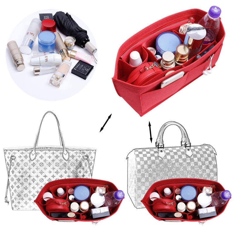 Doxo Purse Organizer Insert Handbag&Tote Felt Bag Fits for Speedy 35 and Neverfull MM Red - Image 4