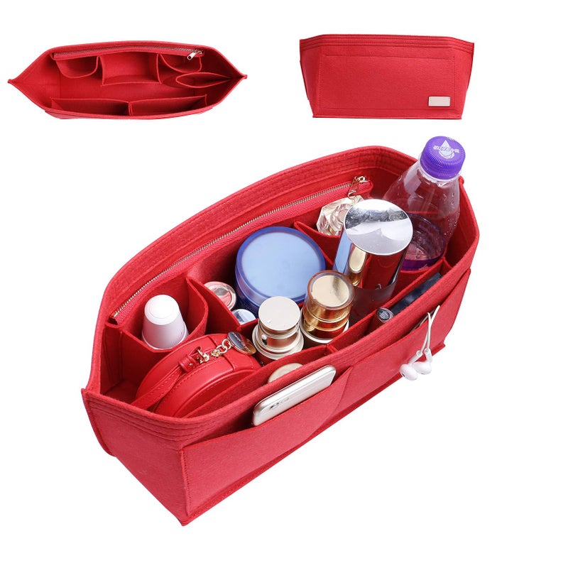 Doxo Purse Organizer Insert Handbag&Tote Felt Bag Fits for Speedy 35 and Neverfull MM Red - Image 2