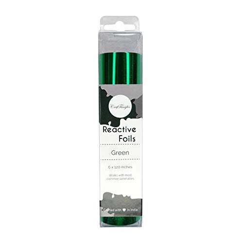 CrafTangles Green Reactive Foils Transfer Sheets, Works with Laser Printer and Laminators, Create Foiled prints and Cards, 6 x 120 inches, CTRF14 - Image 1