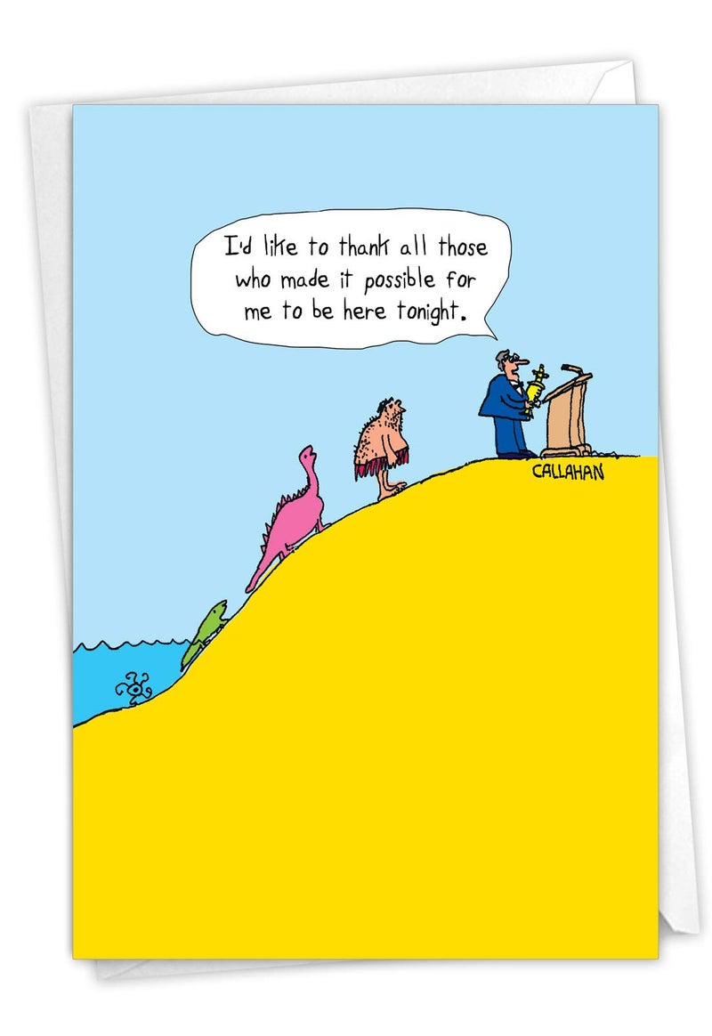 NobleWorks Funny Congratulations Greeting Card Cartoon Congrats Notecard with Envelope Thanks Evolution C6192CGG