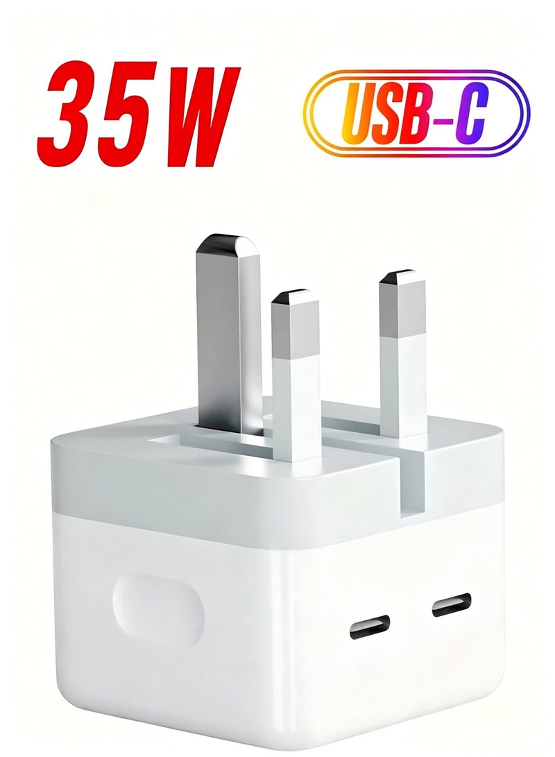 Compatible with UK standard 35W dual PD charger for iPhones, dual C port folding fast charger