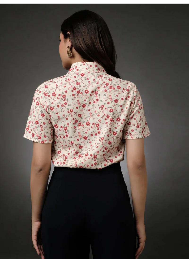 Zigzag Ditsy Floral Halter Neck Printed Top
