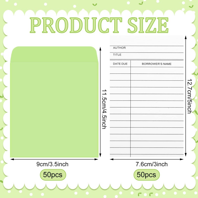 Fainne 100 Pieces Library Card Pocket with Envelopes Self Adhesive Book Library Checkout Cards for Cds Dvds School Classroom Office Supplies and Gift Tag(Colorful Pocket) - Image 2