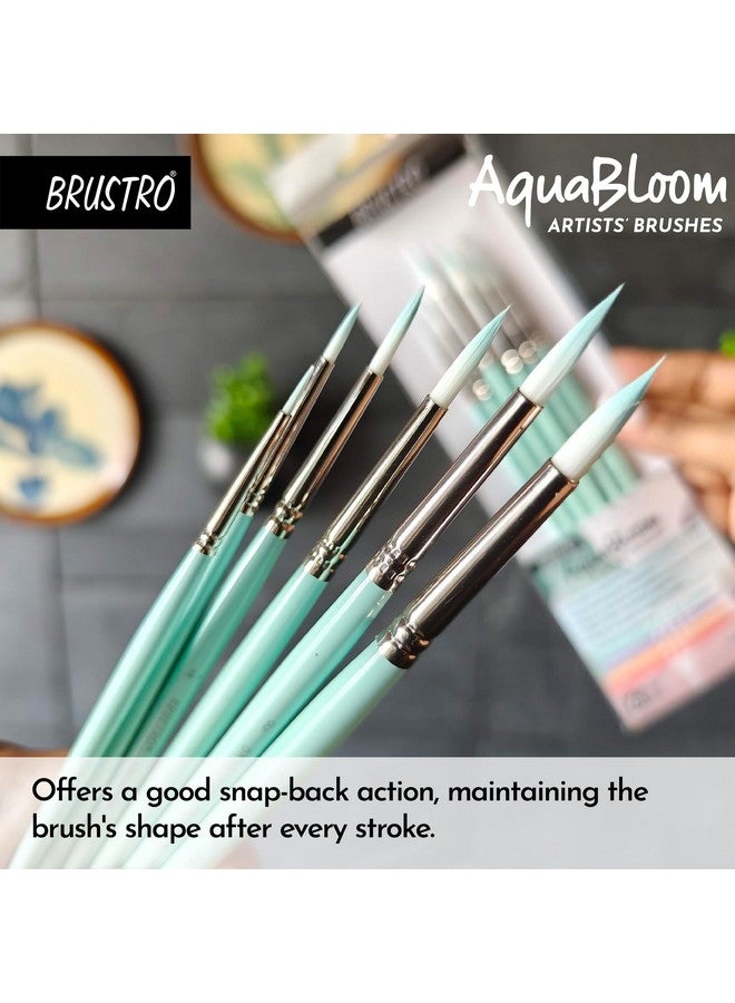 BRUSTRO AquaBloom Artist's Paint Brushes | Round | Set of 6 - Sizes (0, 2, 4, 6, 8, 10) | Wooden Handle, Comfortable Grip, Synthetic Bristles, Ideal for Watercolour, Gouache, Painting - Image 3