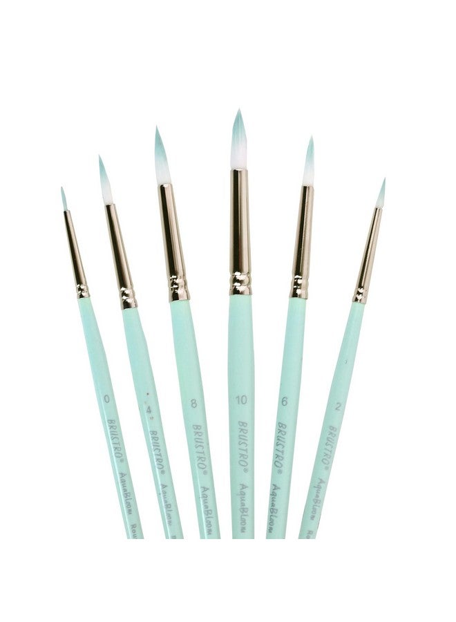 BRUSTRO AquaBloom Artist's Paint Brushes | Round | Set of 6 - Sizes (0, 2, 4, 6, 8, 10) | Wooden Handle, Comfortable Grip, Synthetic Bristles, Ideal for Watercolour, Gouache, Painting - Image 2