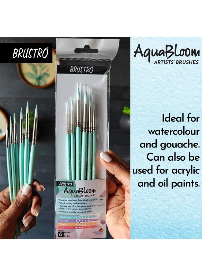 BRUSTRO AquaBloom Artist's Paint Brushes | Round | Set of 6 - Sizes (0, 2, 4, 6, 8, 10) | Wooden Handle, Comfortable Grip, Synthetic Bristles, Ideal for Watercolour, Gouache, Painting - Image 5