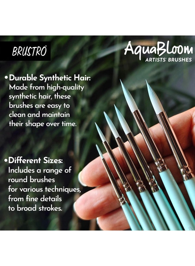 BRUSTRO AquaBloom Artist's Paint Brushes | Round | Set of 6 - Sizes (0, 2, 4, 6, 8, 10) | Wooden Handle, Comfortable Grip, Synthetic Bristles, Ideal for Watercolour, Gouache, Painting - Image 4