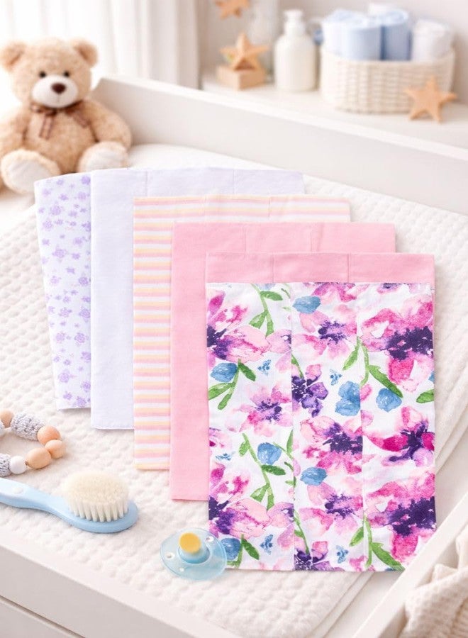 TuddyBuddy Baby Burp Cloth Towel Napkins for Baby Large 17x12 Inches, Fine Double Layer 100% Cotton (5 Pcs Burp Towels, Voilets) - Image 1