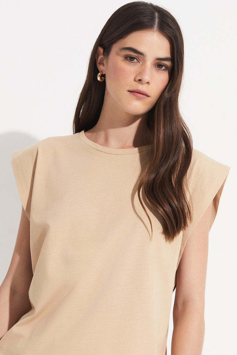 JUNE Basic Cotton Crew Neck Sleeveless T-Shirt  - Image 1