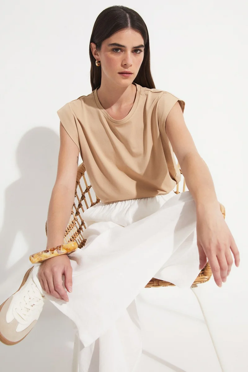 جون Basic Cotton Crew Neck Sleeveless T-Shirt