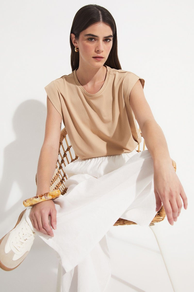 JUNE Basic Cotton Crew Neck Sleeveless T-Shirt  - Image 5
