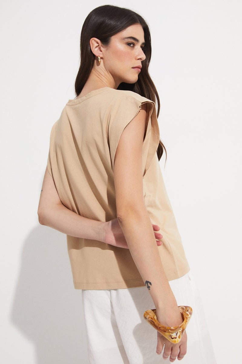 JUNE Basic Cotton Crew Neck Sleeveless T-Shirt  - Image 2