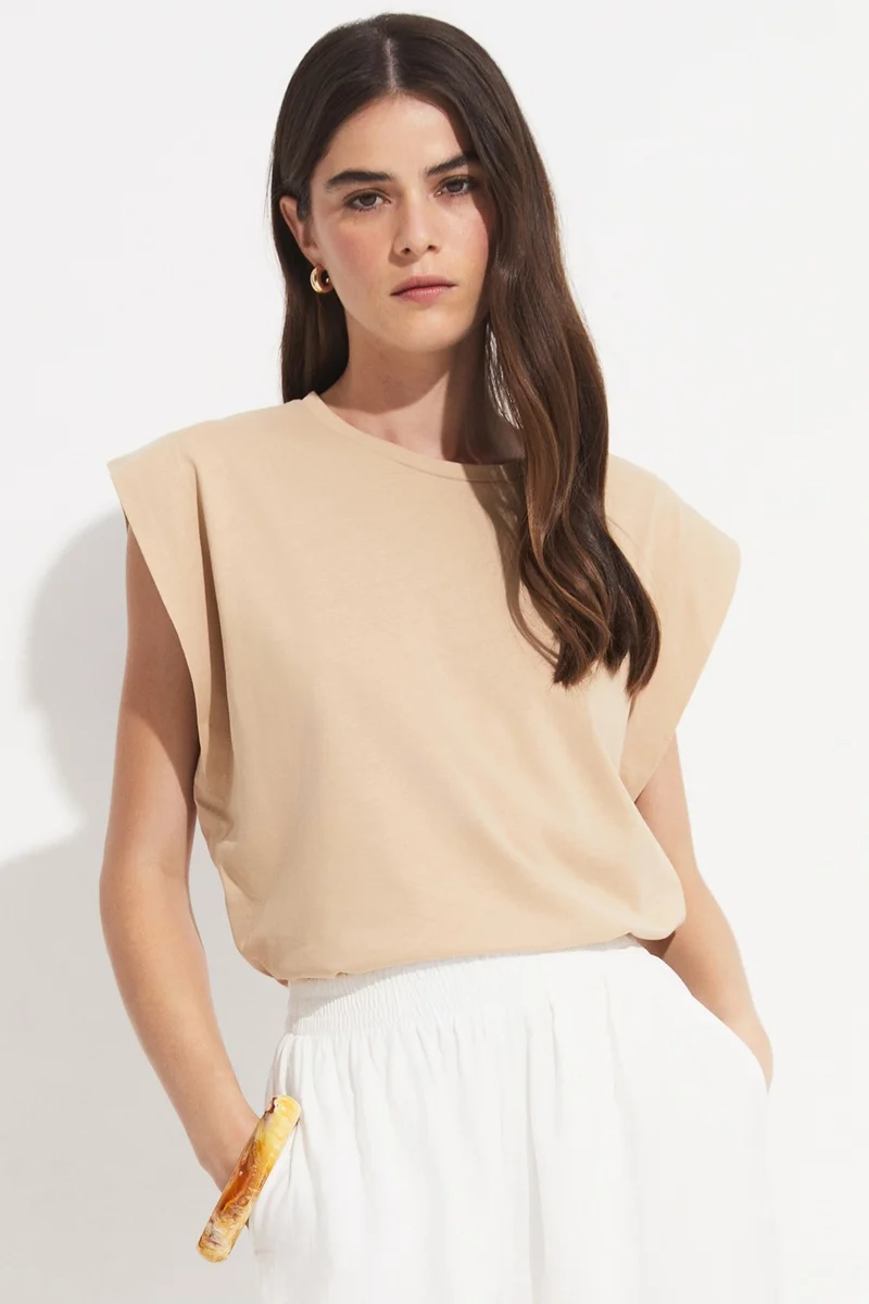 جون Basic Cotton Crew Neck Sleeveless T-Shirt