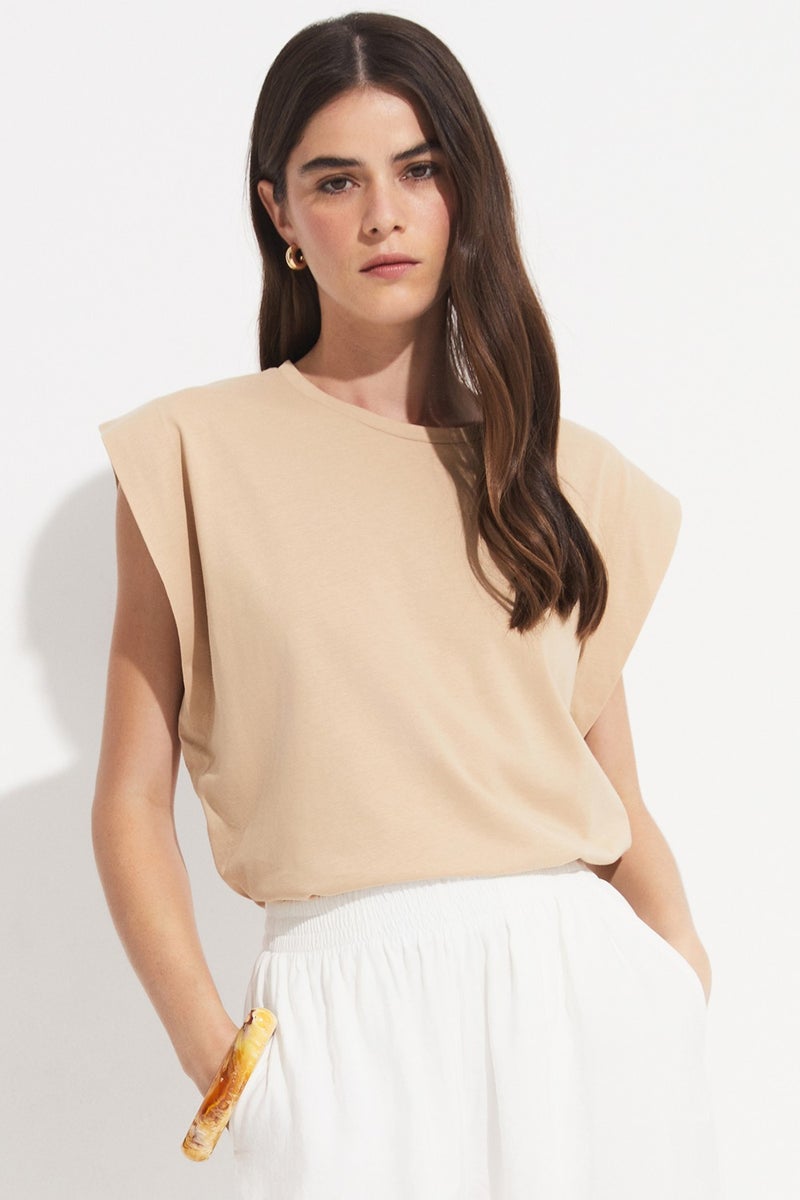 JUNE Basic Cotton Crew Neck Sleeveless T-Shirt  - Image 3