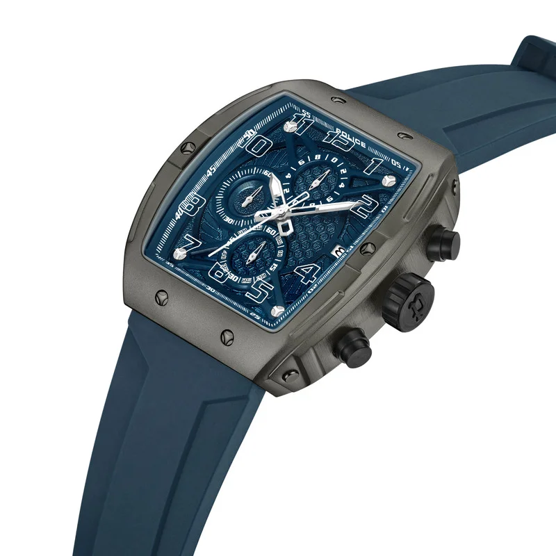 POLICE Coswig Navy Blue Dial Navy Blue Silicone Strap Gents Chronograph Watch With Alloy Case