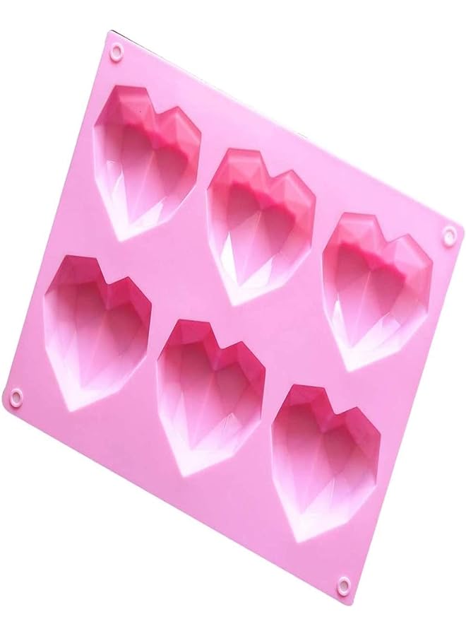 PROMASS Pcs Silicone Fondant Mould Heart Diamond Cake Chocolate Mold Non-toxic Bakeware Form DIY Soap Pastry Tools Kitchen Accessories (Color : Pink) - Image 1