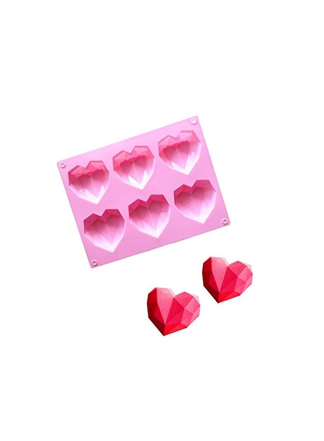 PROMASS Pcs Silicone Fondant Mould Heart Diamond Cake Chocolate Mold Non-toxic Bakeware Form DIY Soap Pastry Tools Kitchen Accessories (Color : Pink) - Image 2