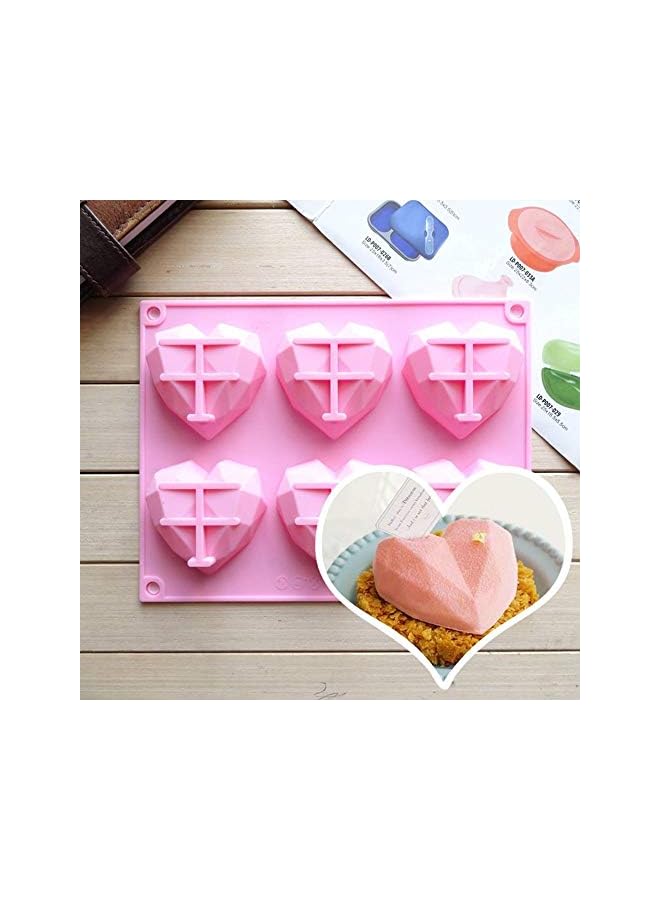 PROMASS Pcs Silicone Fondant Mould Heart Diamond Cake Chocolate Mold Non-toxic Bakeware Form DIY Soap Pastry Tools Kitchen Accessories (Color : Pink) - Image 4