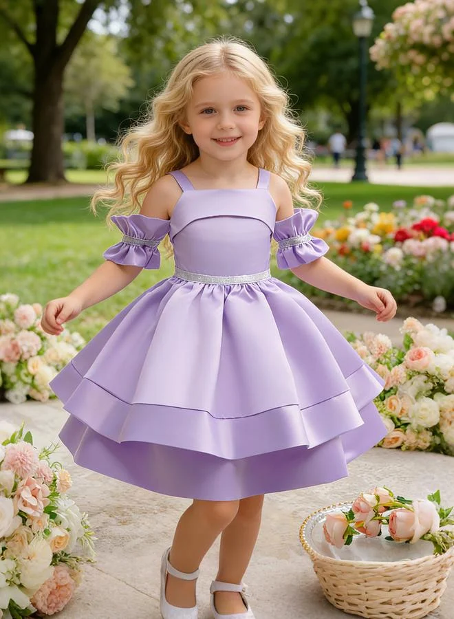 Take Two Girls Purple Pleated Strappy Dress