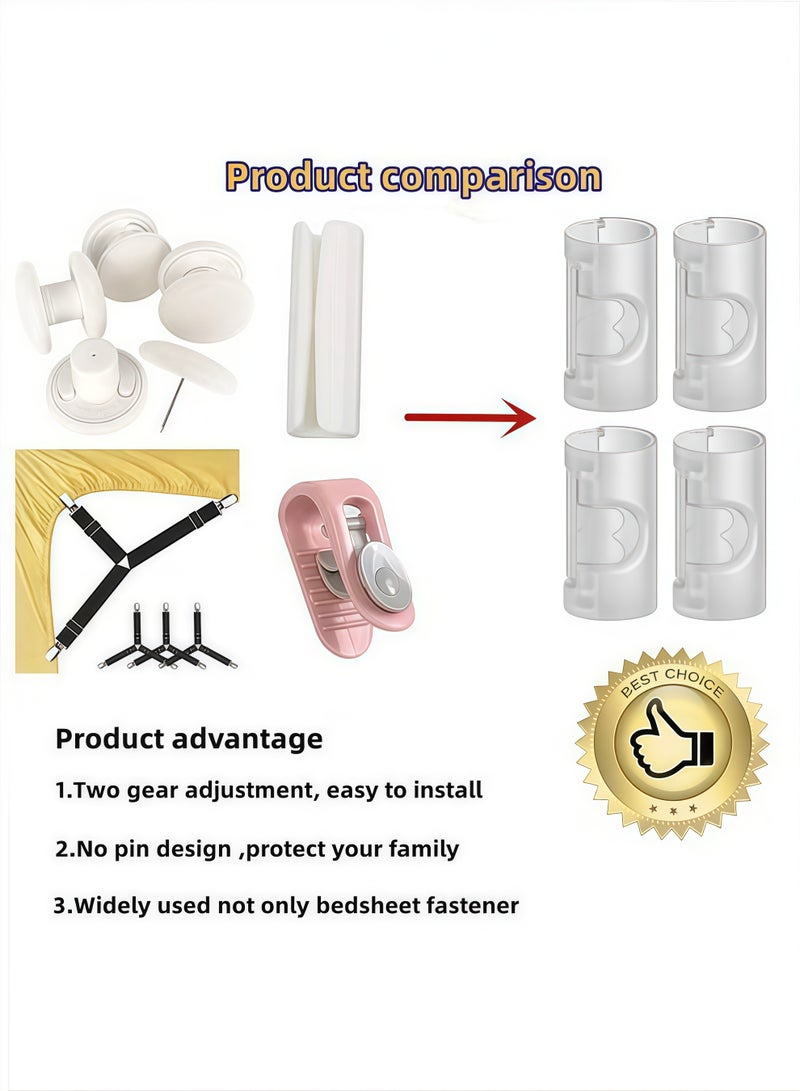 ٢٠ قطعة من مشابك تثبيت ملاءات السرير، قابلة للتعديل، لحمل أغطية السرير واللحاف، ومنظمات الأسلاك، ومستلزمات المنزل والمكتب المنزلي. أداة أساسية لا غنى عنها. - Image 4
