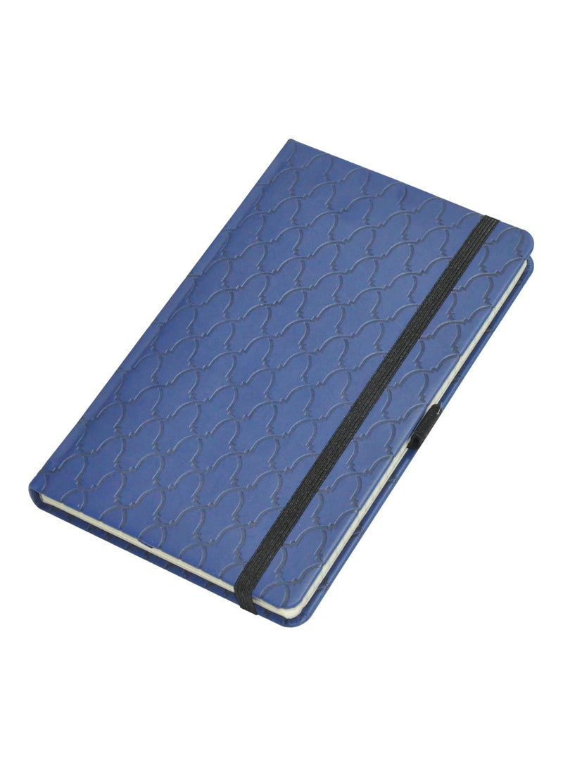 FIS® Executive Notebook, Size 13x21CM, 96 Sheets Single Line With Elastic PU Window Blue Design 1 -FSNBEX13X21BLD1 - Image 1