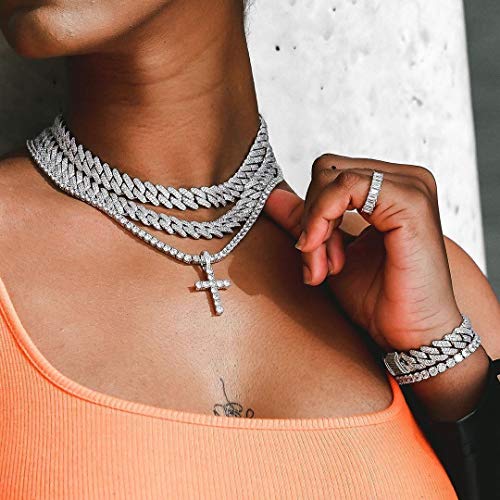 TOPGRILLZ Cross Necklace for Men Gold Necklace for Women Gold Jewelry 14K Silver Plated Solid Iced Cubic Zirconia Stainless Steel Pendant Chain - Image 5