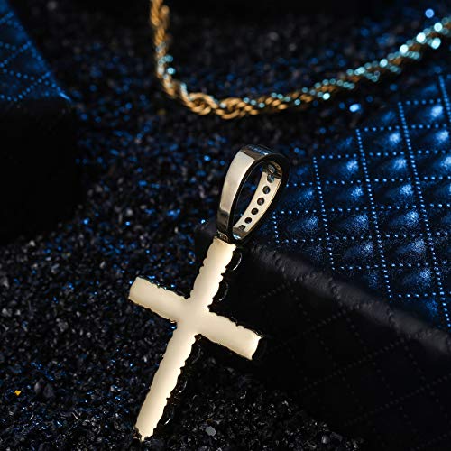 TOPGRILLZ Cross Necklace for Men Gold Necklace for Women Gold Jewelry 14K Silver Plated Solid Iced Cubic Zirconia Stainless Steel Pendant Chain - Image 2