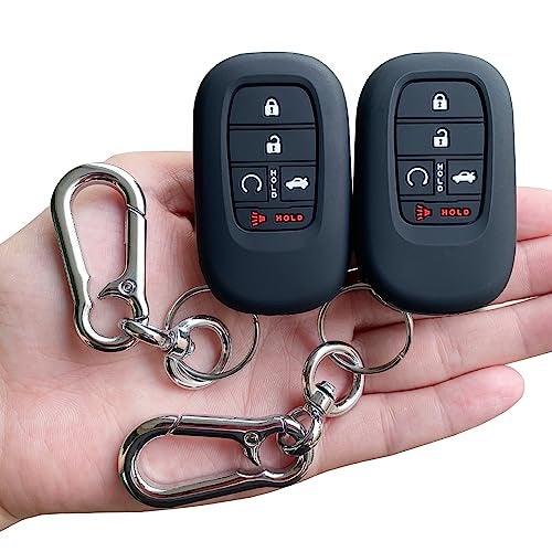 TANDRIVE Key Fob Cover for (5 Buttons) Honda 2022 2023 2024 2025 Civic Accord HR-V Pilot CR-V, Silicone, 2-Pack, Black - Image 1