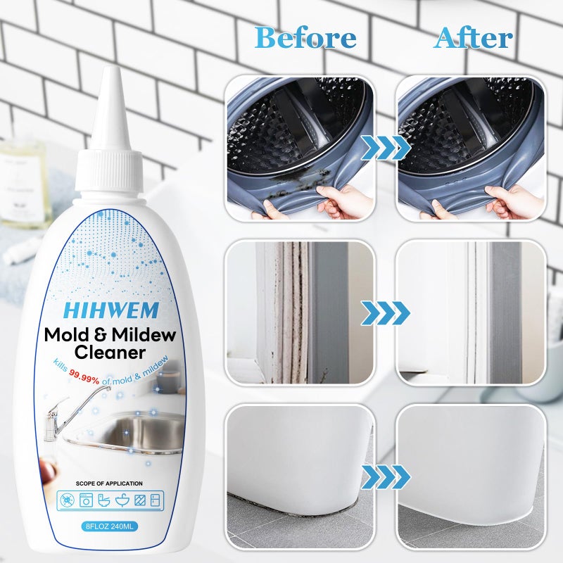 HIHWEM Mold Mildew Remover Gel Washing Machine Cleaner Grout Cleaner Household Stain Remover Gel for Home Sink Kitchen Showers 8 fl.oz - Image 3