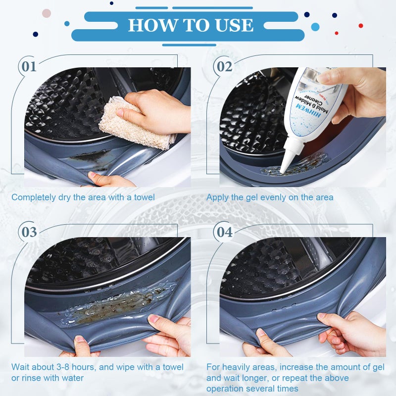 HIHWEM Mold Mildew Remover Gel Washing Machine Cleaner Grout Cleaner Household Stain Remover Gel for Home Sink Kitchen Showers 8 fl.oz - Image 5