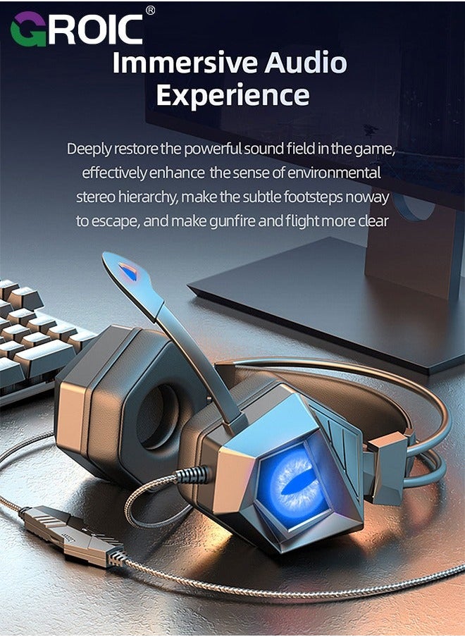 GROIC Competitive Gaming Headset, Wired Headset Noise Cancelling, Computer Game Player Head Mounted with Microphone, Suitable for  - Image 5