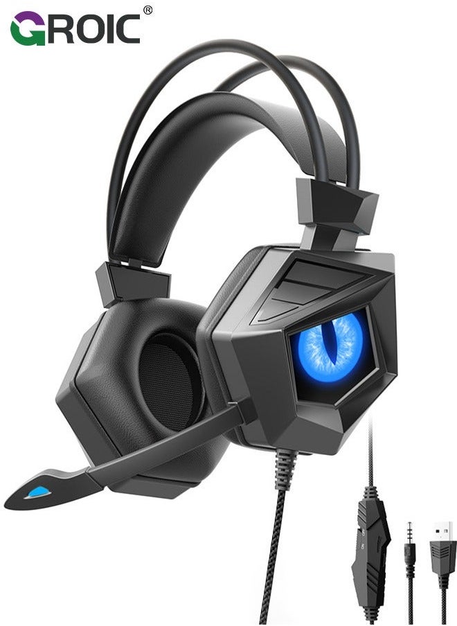 GROIC Competitive Gaming Headset, Wired Headset Noise Cancelling, Computer Game Player Head Mounted with Microphone, Suitable for  - Image 1