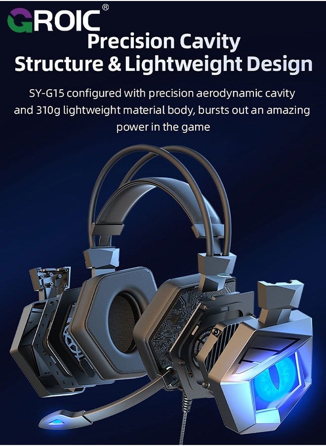 GROIC Competitive Gaming Headset, Wired Headset Noise Cancelling, Computer Game Player Head Mounted with Microphone, Suitable for  - Image 3