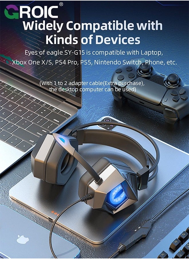 GROIC Competitive Gaming Headset, Wired Headset Noise Cancelling, Computer Game Player Head Mounted with Microphone, Suitable for  - Image 4