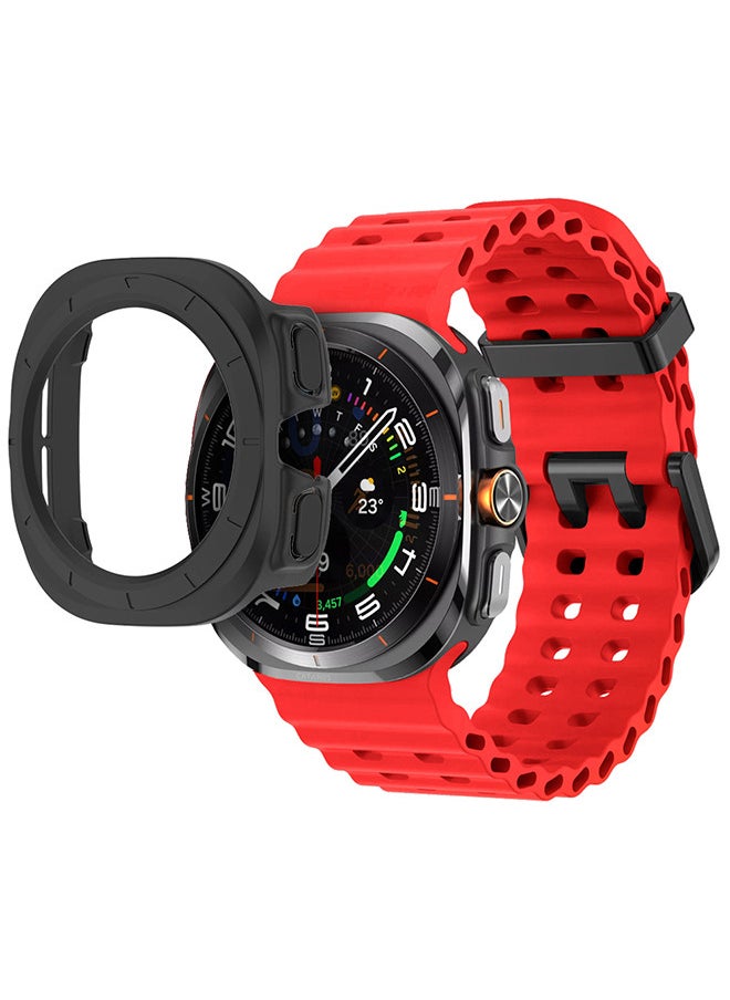 CATANES (for Samsung Galaxy Watch 7 Ultra 47mm) 2 Packs Silicone Band and Case, Soft Ocean Silicone Sport Strap Replacement Accessory  - Image 2