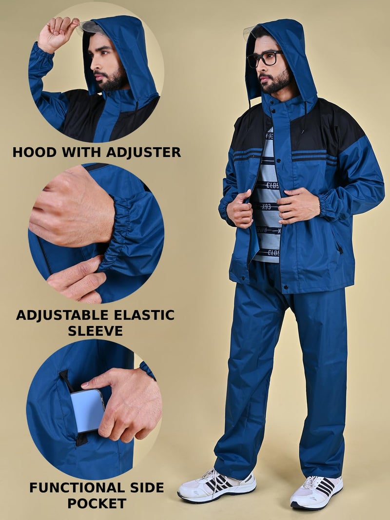 Rupa Rainwear For Men, Waterproof Nylon Blended Rain Standard Length Jacket With Pants And Carry Bag, Pack Of 1,Large,Multicolor - Image 2